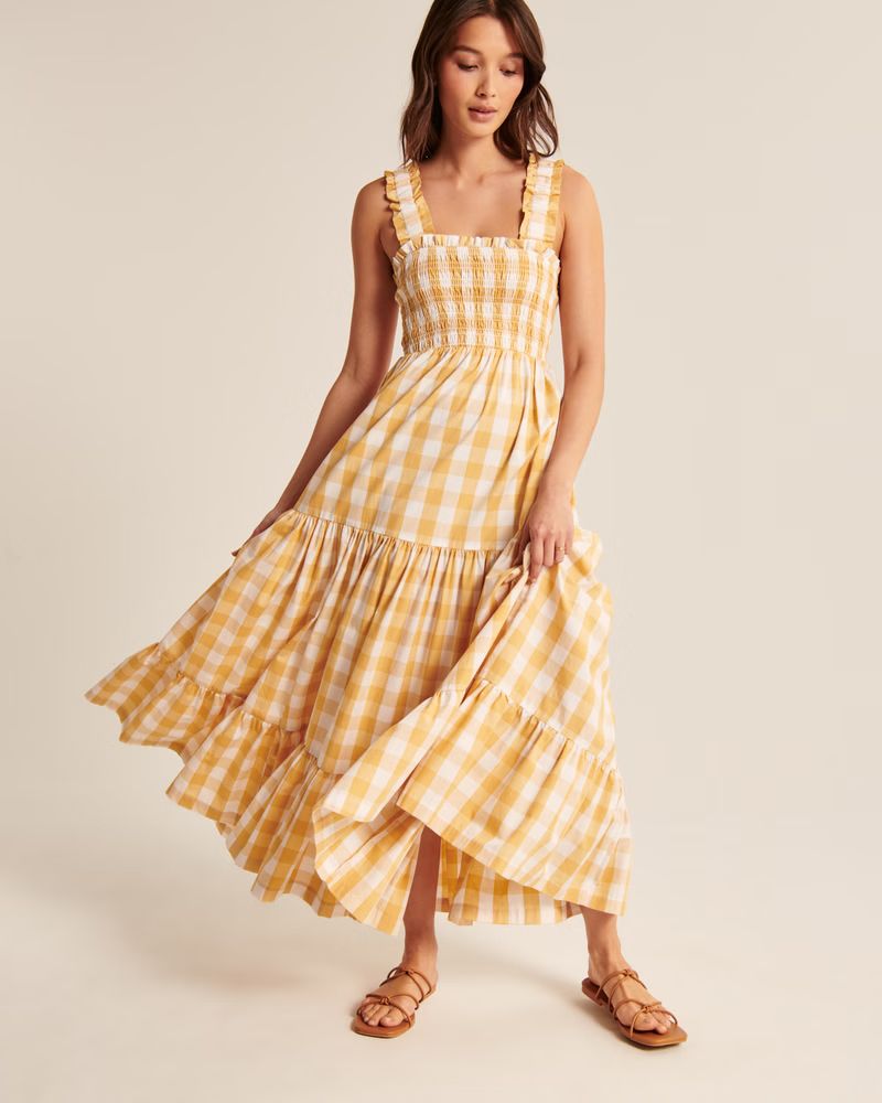 Women's Smocked Bodice Easy Maxi Dress | Women's The A&F Getaway Shop | Abercrombie.com | Abercrombie & Fitch (US)