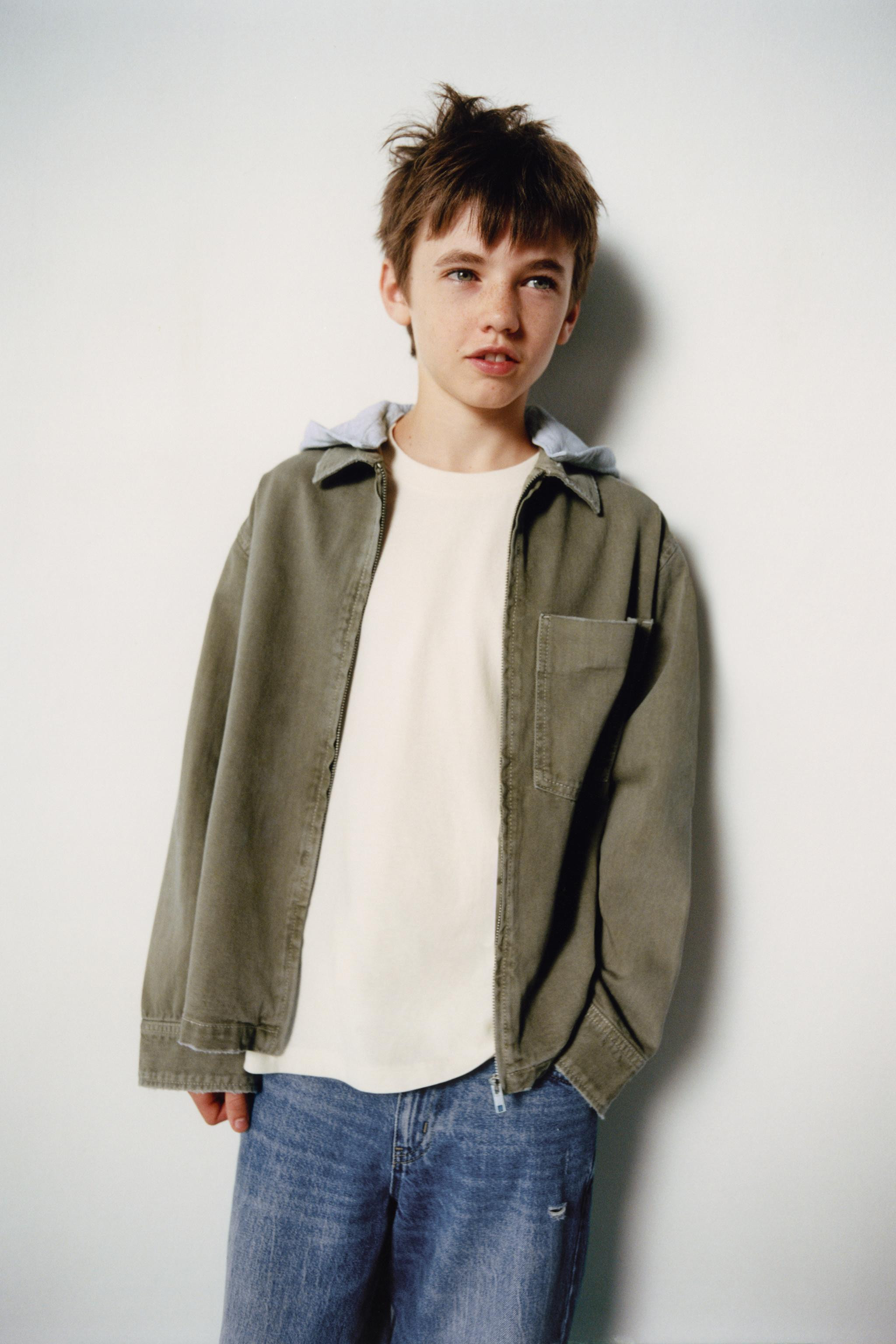 TWILL OVERSHIRT WITH REMOVABLE HOOD | Zara US