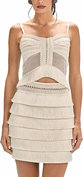 Amazon.com: PATBO, Radiant Fringe Top, 6, Off-White : Amazon Luxury | Amazon (US)