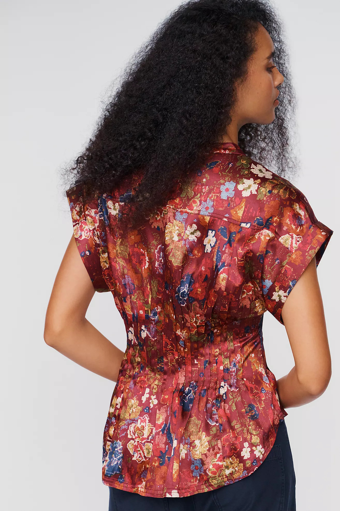 Linden Silken Pleated Waisted Blouse by Pilcro | Anthropologie (US)
