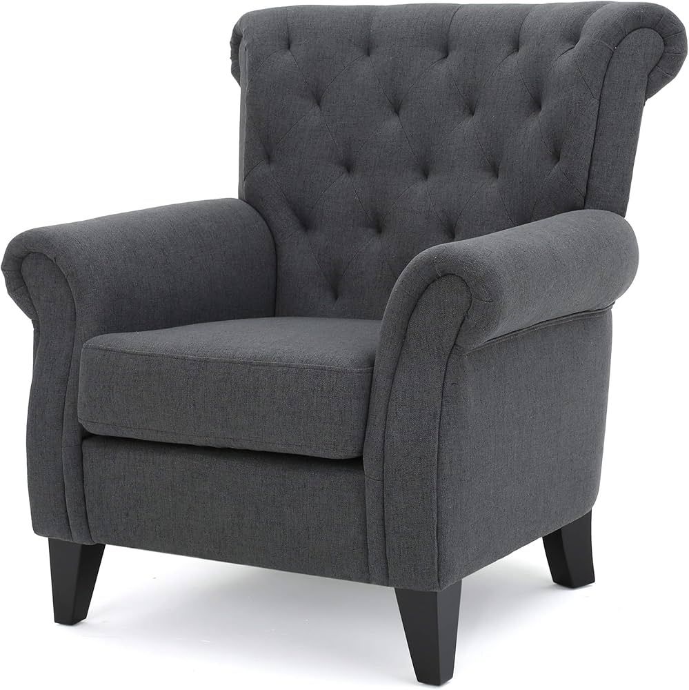 Christopher Knight Home Merritt Fabric Tufted Chair, Dark Grey | Amazon (US)