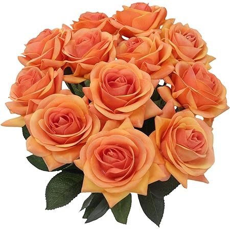 DuHouse 10pcs Fake Roses Artificial Silk Flowers Faux Rose Flower Long Stems Bouquet for Arrangem... | Amazon (US)