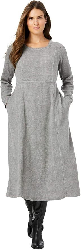 Woman Within Plus Size Thermal Knit A-Line Dress | Amazon (US)