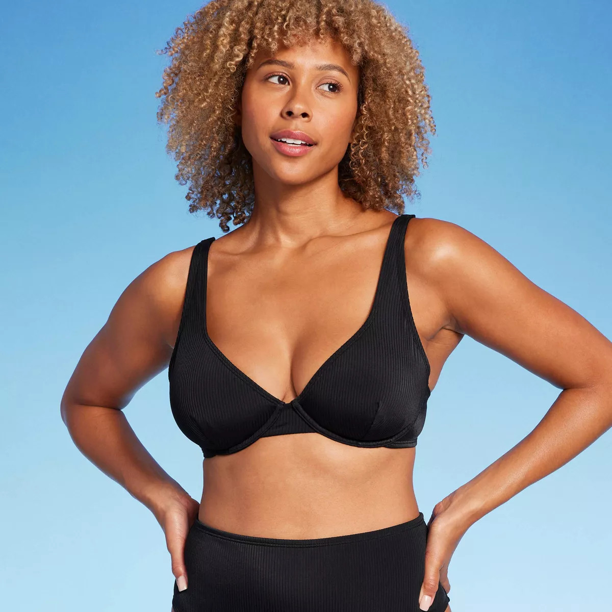 Women's Retro Ribbed Underwire Bikini Top - Shade & Shore™ | Target