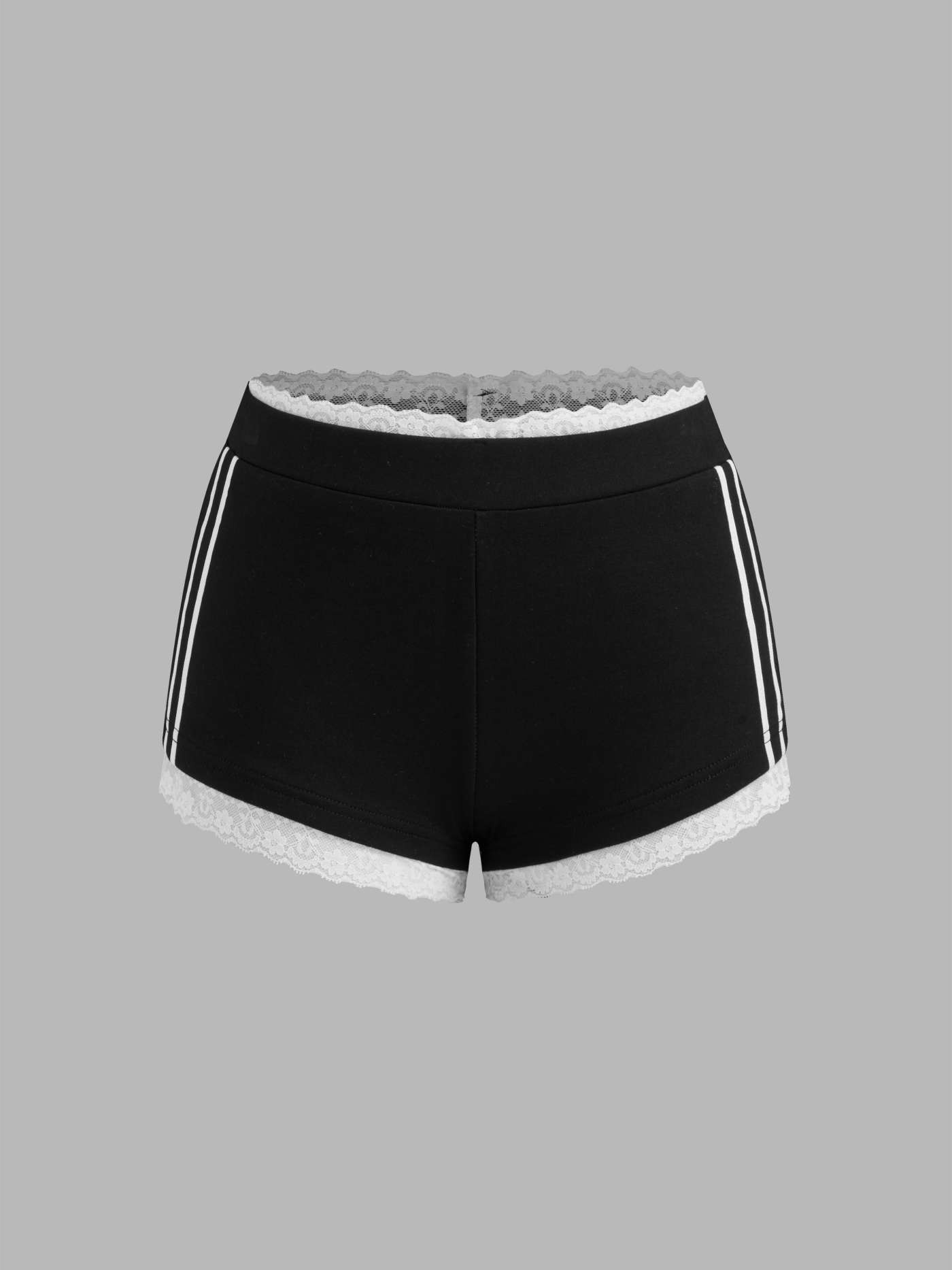 Terry Terry Low Rise Contrasting Lace Micro Shorts For Daily Casual | Cider