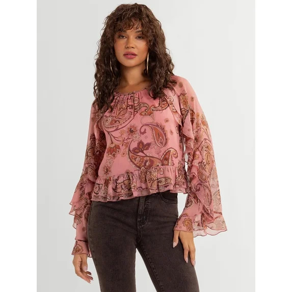 Jessica Simpson Women's Ella Ruffle Top, Sizes XS-XL | Walmart (US)