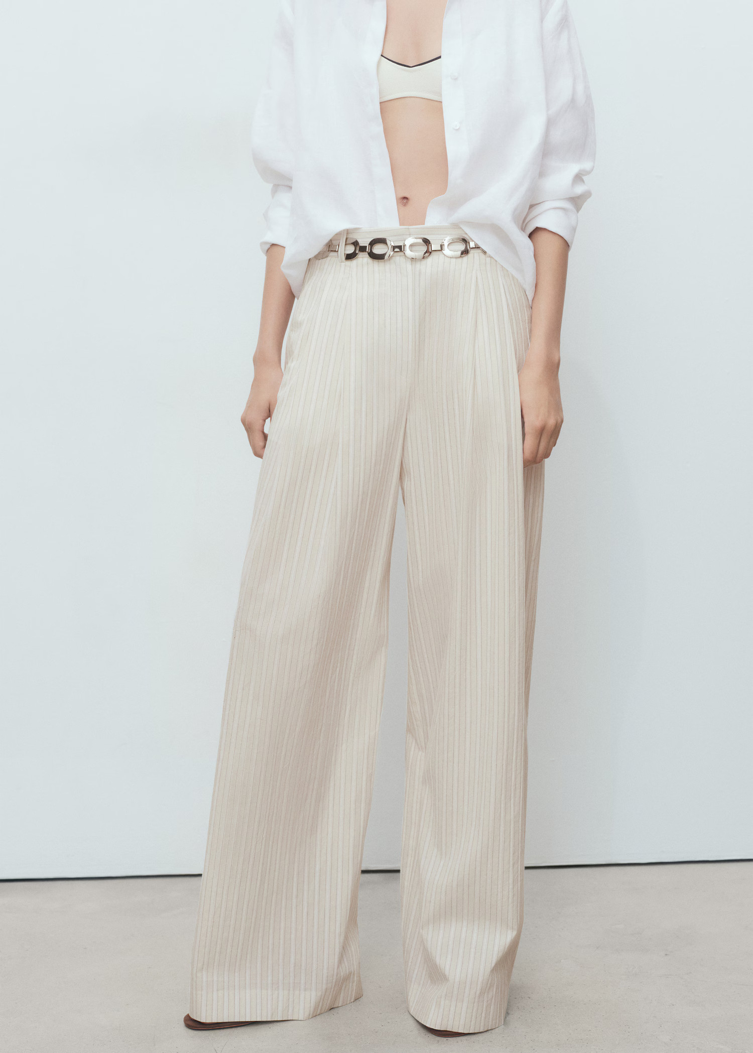 Wide-leg striped pants - Women | MANGO USA | Mango (US/MX/AU)