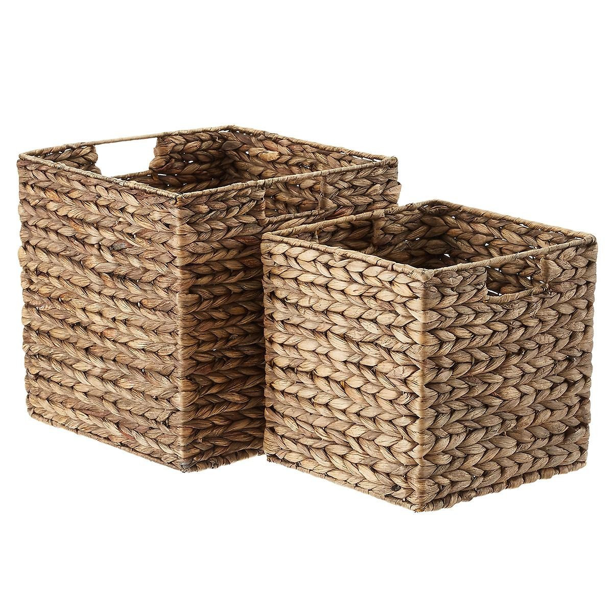 Mocha Water Hyacinth Storage Cubes with Handles | The Container Store