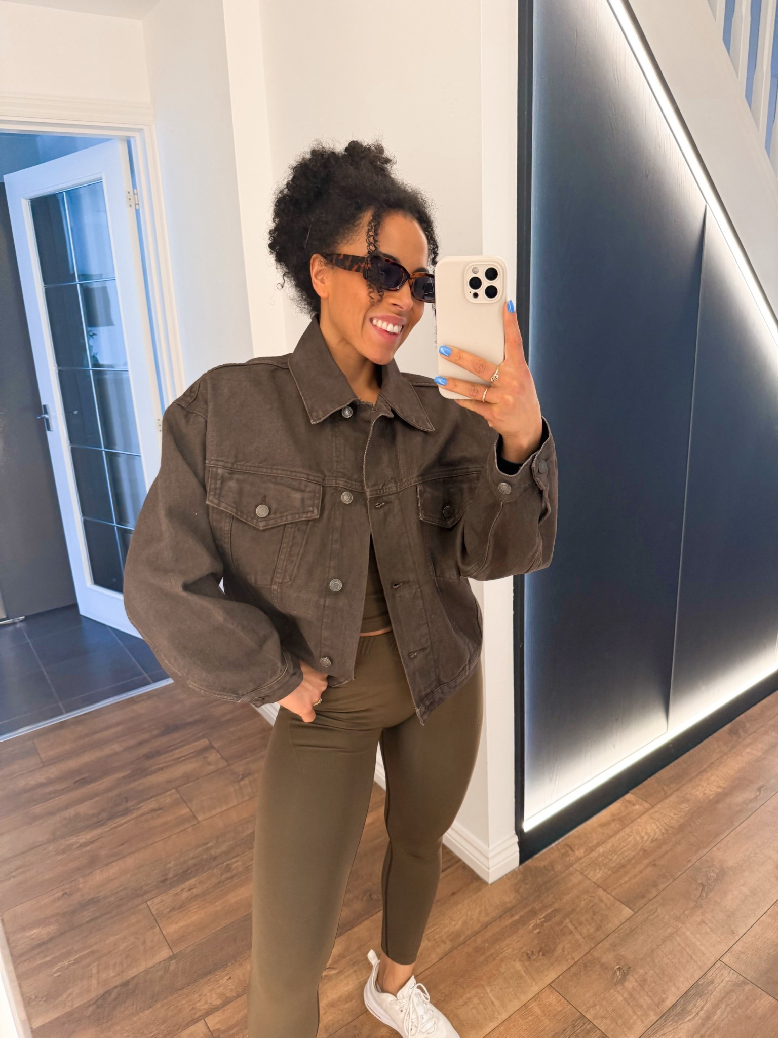 Casual day for running errands 🤎
#leggings #basics #denim #brown #casual 

#LTKfitness #LTKuk #LTKspring