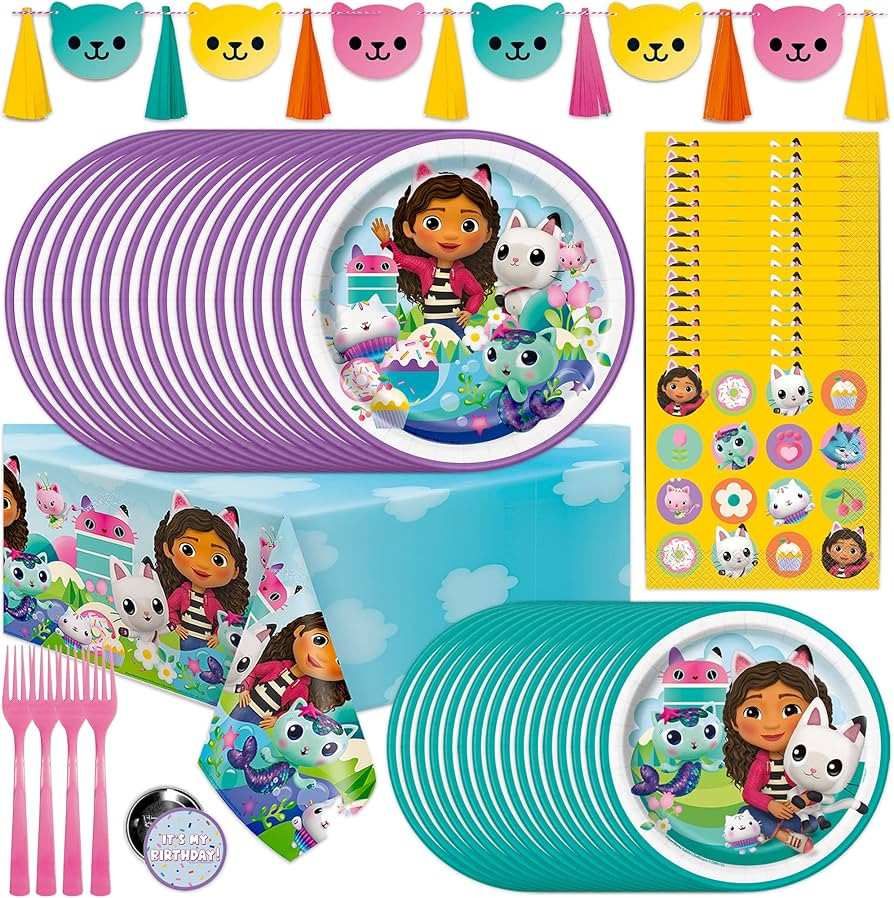 Gabby Dollhouse Party Decorations | Gabby Birthday Party Decorations | Tablecover, Banner, Plates... | Amazon (US)