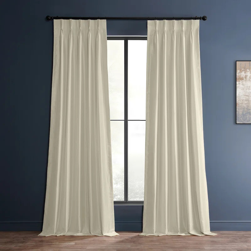 Chali French Pleat Faux Silk Curtains for Living Room, Blackout Curtains for Bedroom Window Singl... | Wayfair North America