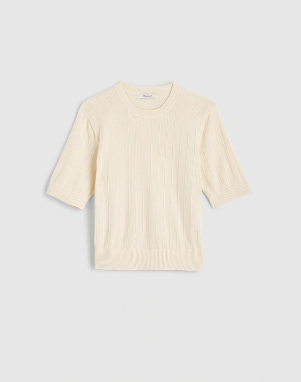 Pointelle-Stitch Crewneck Sweater Tee | Madewell