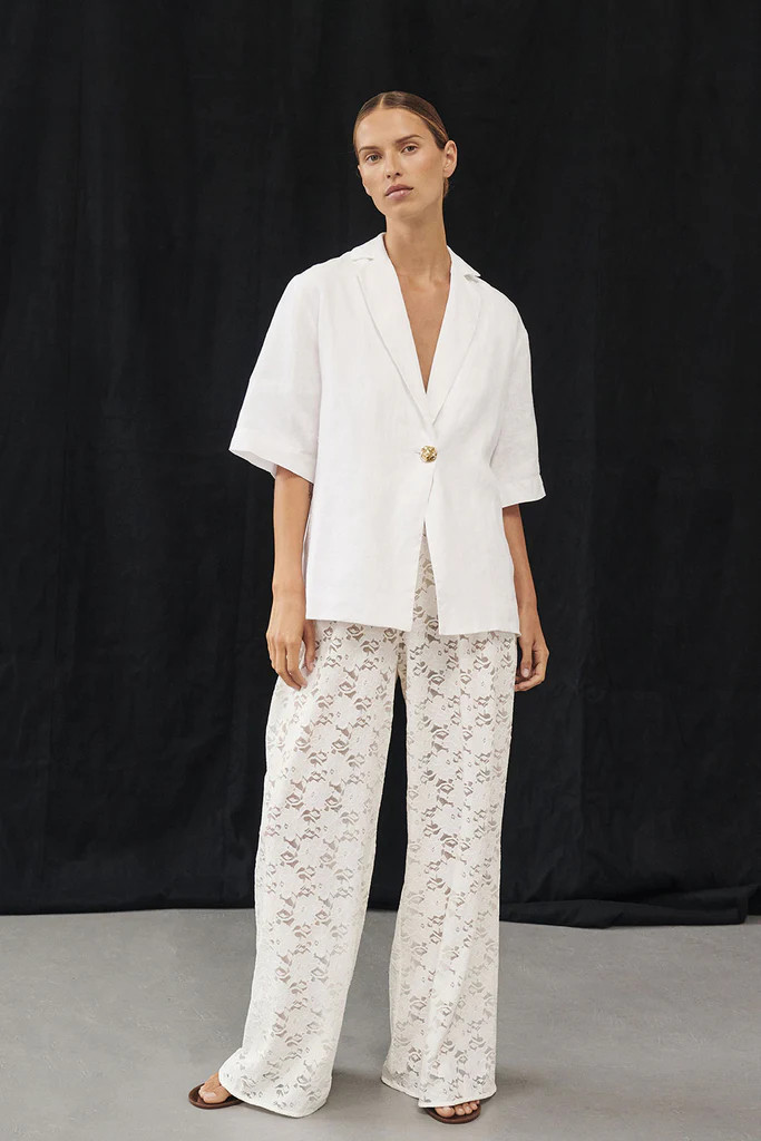 NALA WHITE LINEN RESORT SHIRT | DISSH