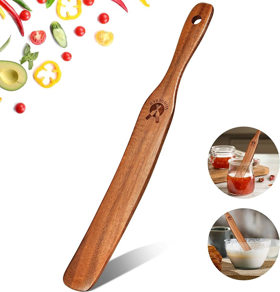 Skinny Spurtle for Sourdough Starter, Mixing, Reaching Bottom of Jar, Dough Whisk, Natural from H... | Amazon (US)