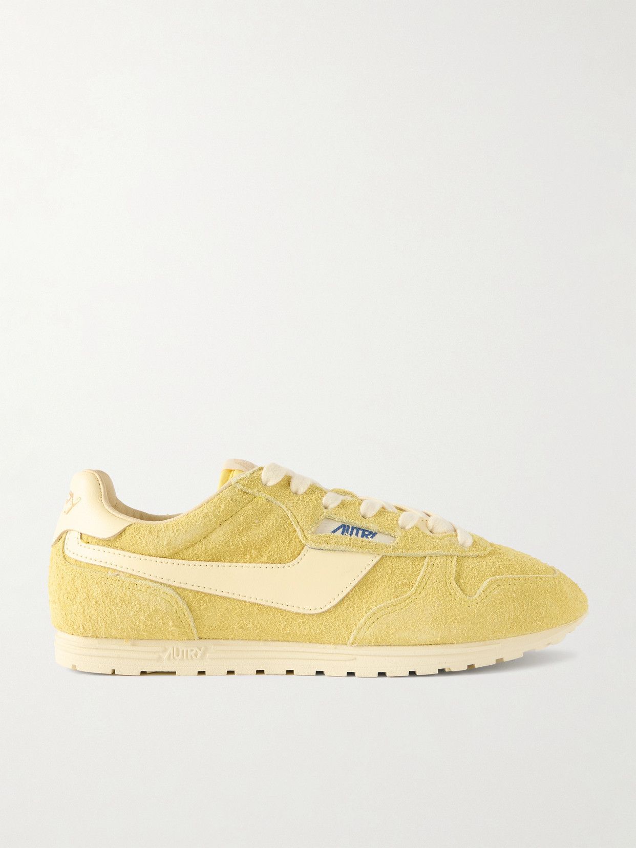 Autry - Windspin Leather-trimmed Suede Sneaklers - Yellow | NET-A-PORTER (US)