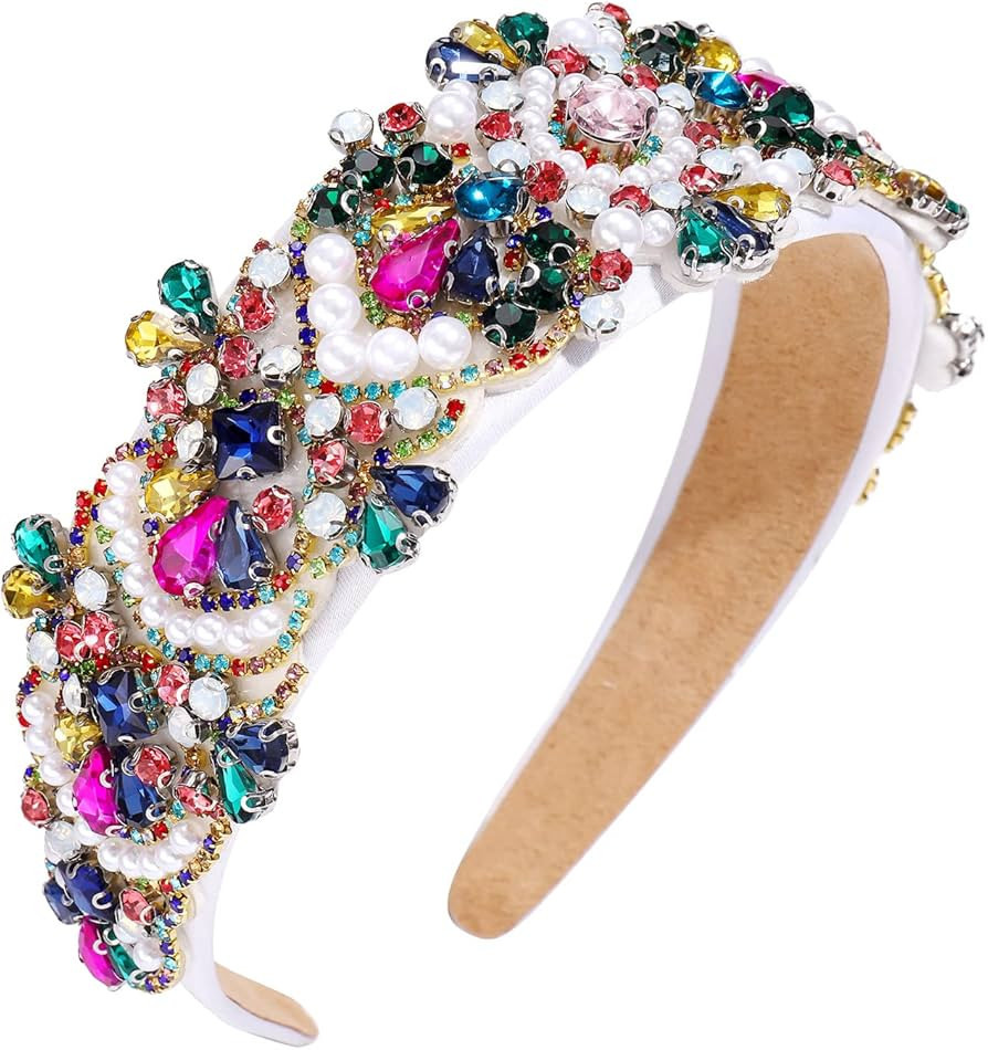 UYT Crystal Headbands for Women's Hairbands Rhinestone Embellished Pearl Beaded Women Girls Hairb... | Amazon (US)