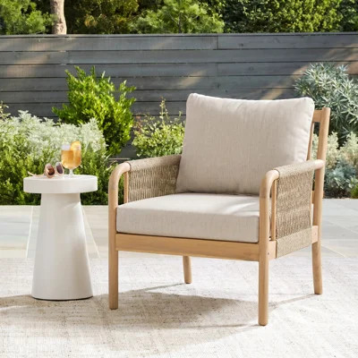 Casper  Outdoor Club Chair Acacia Wood and Woven Rope | Wayfair North America