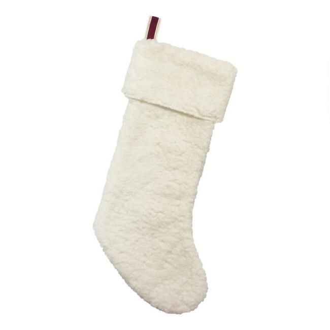 Ivory Sherpa Christmas Stocking | World Market