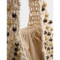 M&S Macrame Beaded Shoulder Bag Natural Mix | Marks & Spencer (UK)
