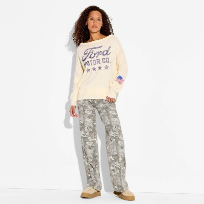 Women's Ford Graphic Pullover Sweater - Cream XXL | Target