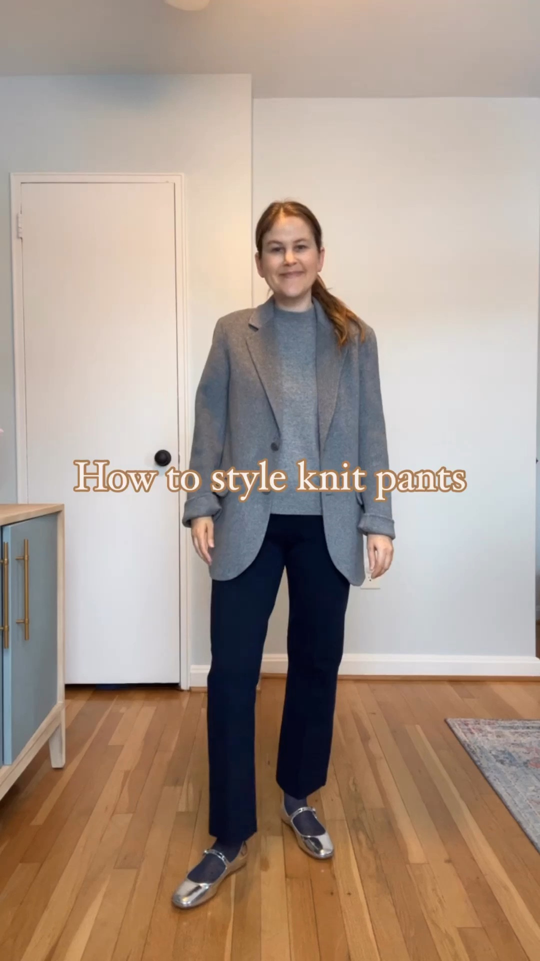 How to style knit pants for winter, a mild winter day, and even spring. These pants are way more versatile than I thought they’d be! Theyre also very comfortable. They’re work appropriate in black and navy for sure. Im wearing the navy. I’m wearing size M and I’m a 28 waist. 

#LTKWorkwear #LTKSeasonal #LTKStyleTip