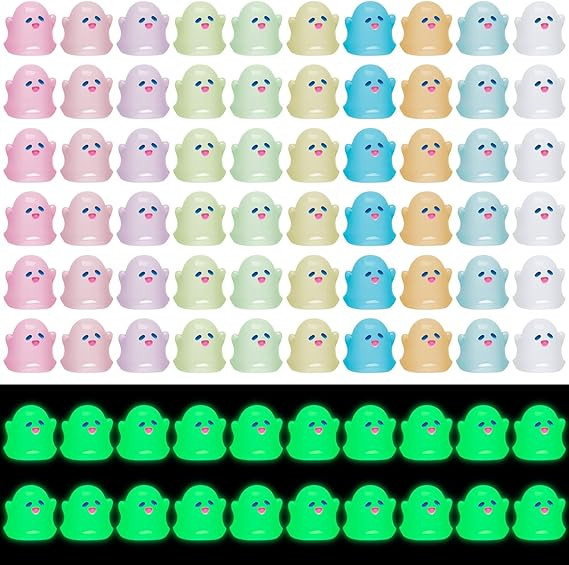 60 Pcs Mini Resin Ghost Luminous Tiny Ghost Miniature Figurines Glow in The Dark Small Ghost Hall... | Amazon (US)