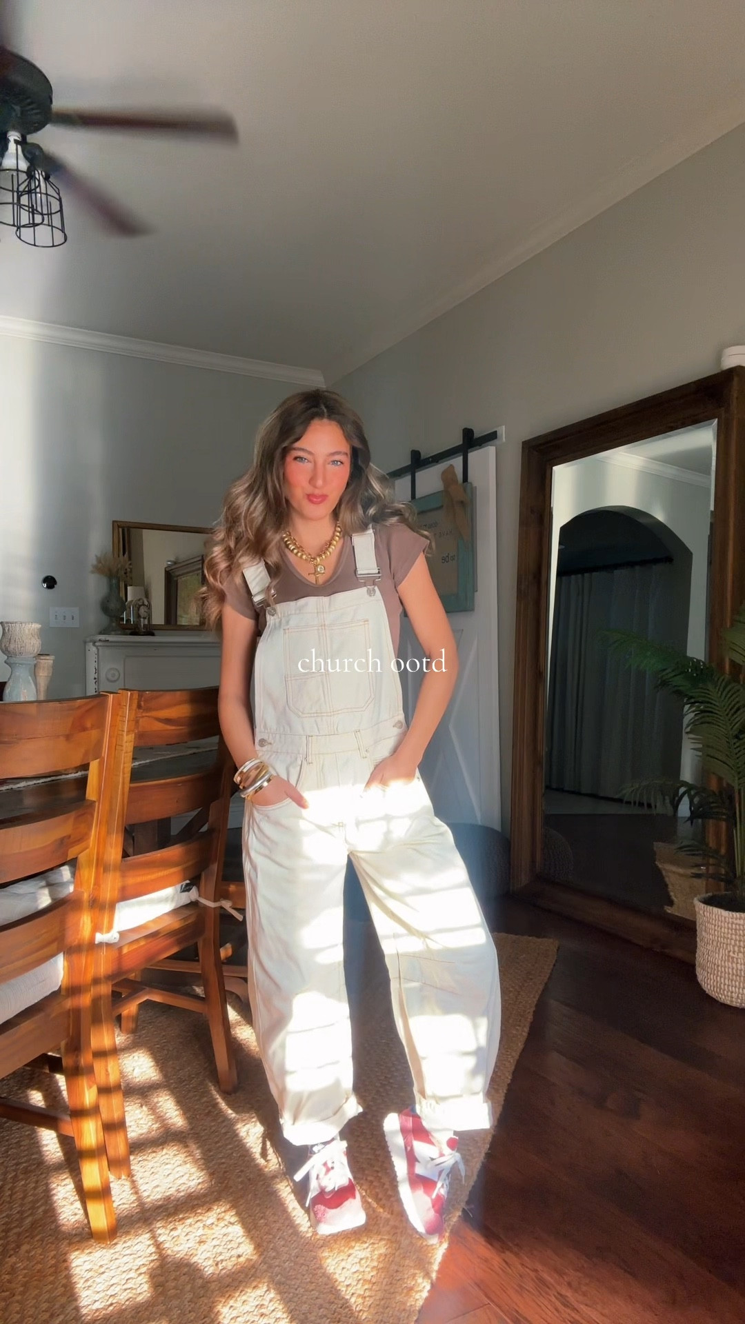 Church OOTD! 
I’m 5’2 wearing a small in the overalls! 
Cross necklace is Jup Jewels, gold beaded necklace is the pomegranate! The top is on old Brandy Melville. 

#LTKStyleTip #LTKFindsUnder50 #LTKFindsUnder100