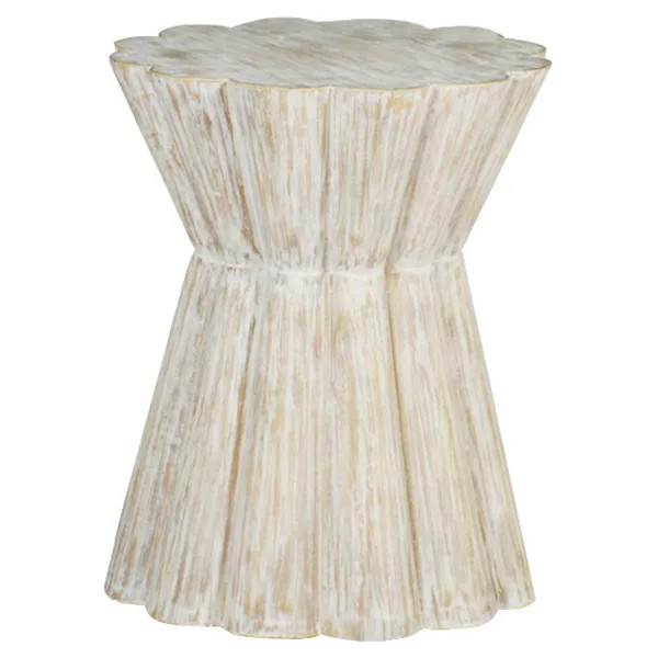Annie Modern Classic Round Faceted White Resin Side Table | Kathy Kuo Home