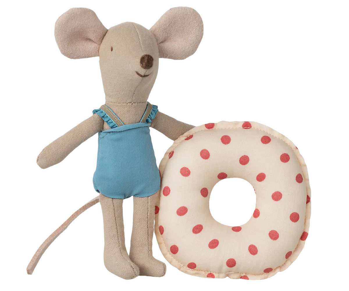 Maileg Beach mouse with float, Little sister - Red dot | Persnickety