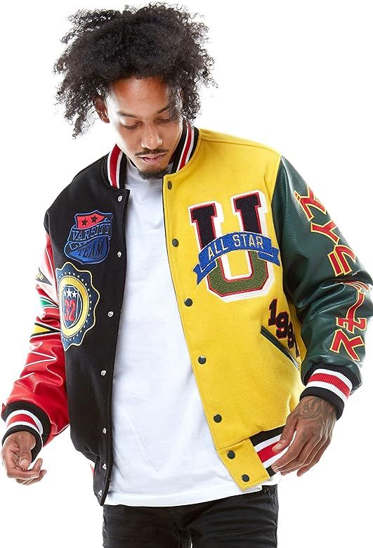 SMOKE RISE Unisex All Star Varsity Jacket Hipster Urban NYC Utility Outerwear, Fur Jacket and Woo... | Amazon (US)