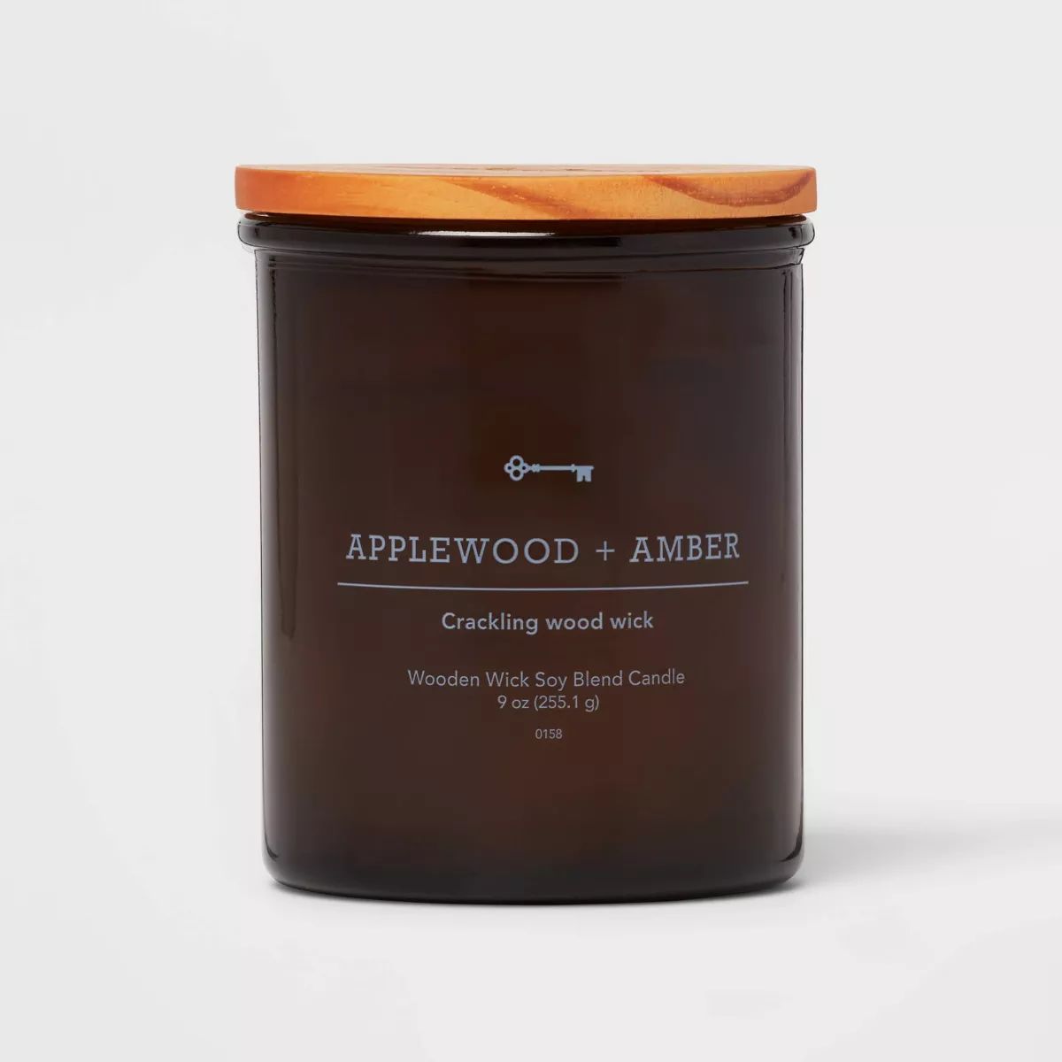 Amber Glass Applewood and Amber Lidded Wooden Wick Jar Candle 9oz - Threshold™ | Target
