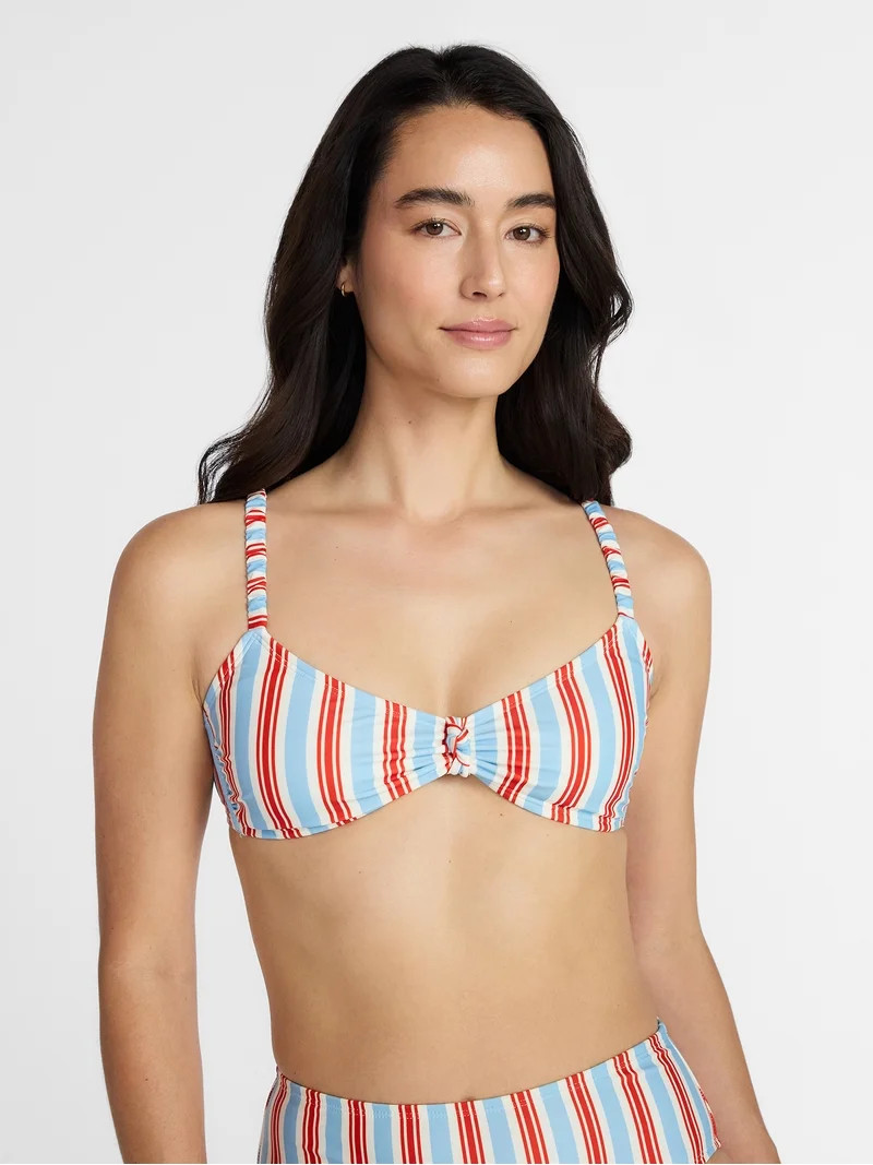 Time and Tru Women's and Women's Plus Knot Front Bralette Bikini Top, Sizes XS-3X | Walmart (US)