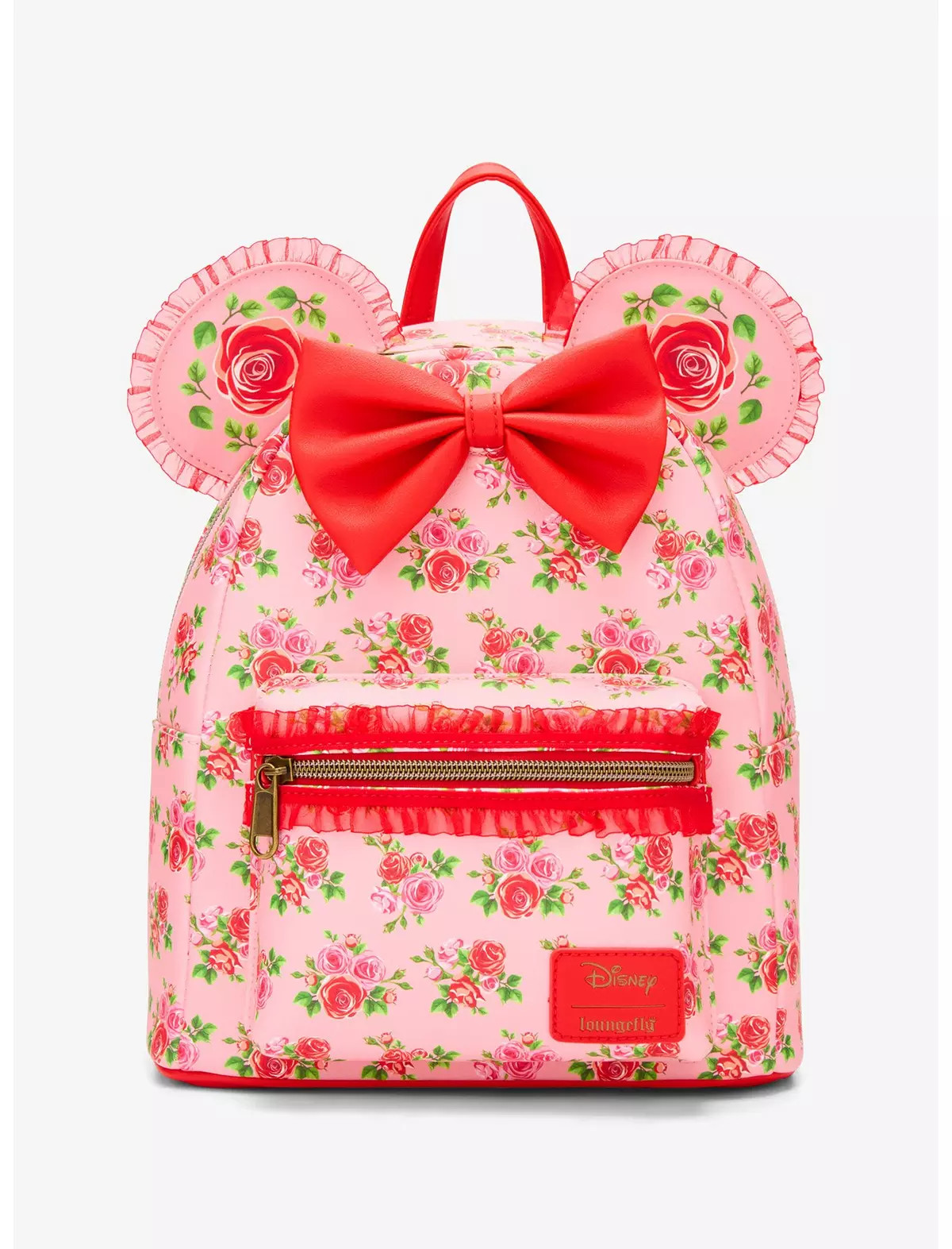 Loungefly Disney Minnie Mouse Pink & Red Roses Figural Mini Backpack | Hot Topic