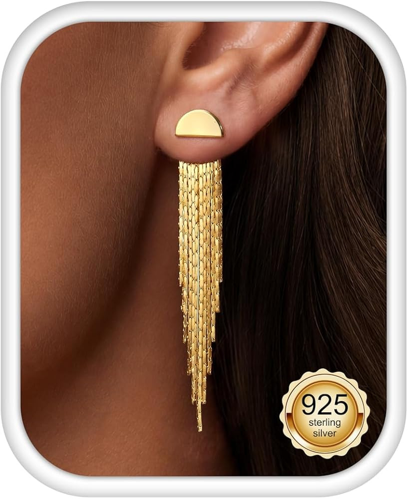 LOLIAS Hypoallergenic Long Tassel Gold Dangle Earrings for Women Trendy | Amazon (US)