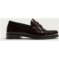 Zara - Leather Penny Loafers - Burgundy Red - 9 - Man | Zara UK