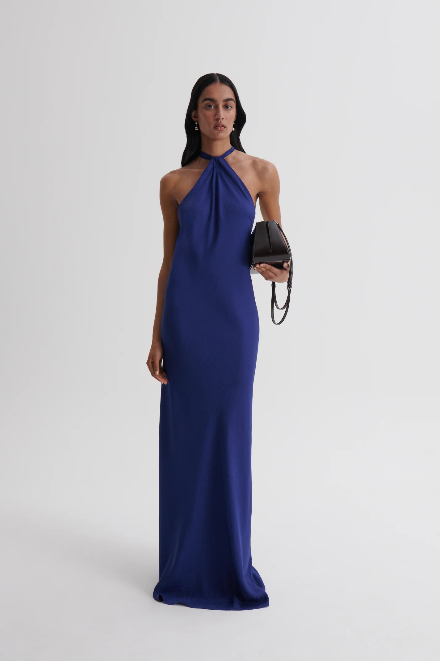 SILK JACQUARD TIE NECK DRESS - OCEAN - Scanlan Theodore | Scanlan Theodore AU