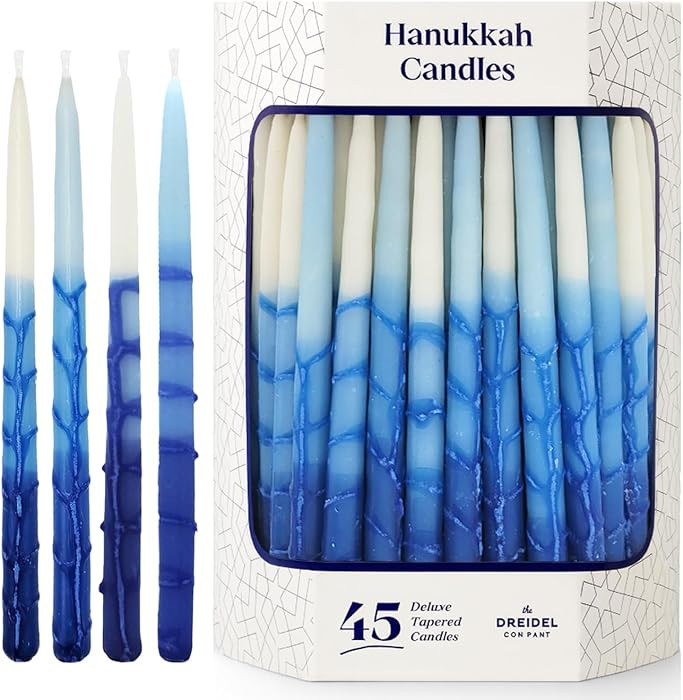 The Dreidel Company Dripless Deluxe Tapered 1-Hour Burn Time Pastel Blue and White Hanukkah Menor... | Amazon (US)