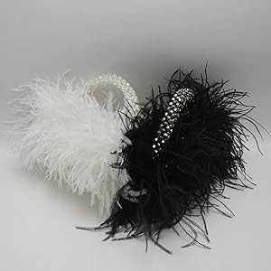 Miuco Real Natural Ostrich Feather Beaded Handbags For Women Handmade Evening Bags Clutch Purse | Amazon (US)