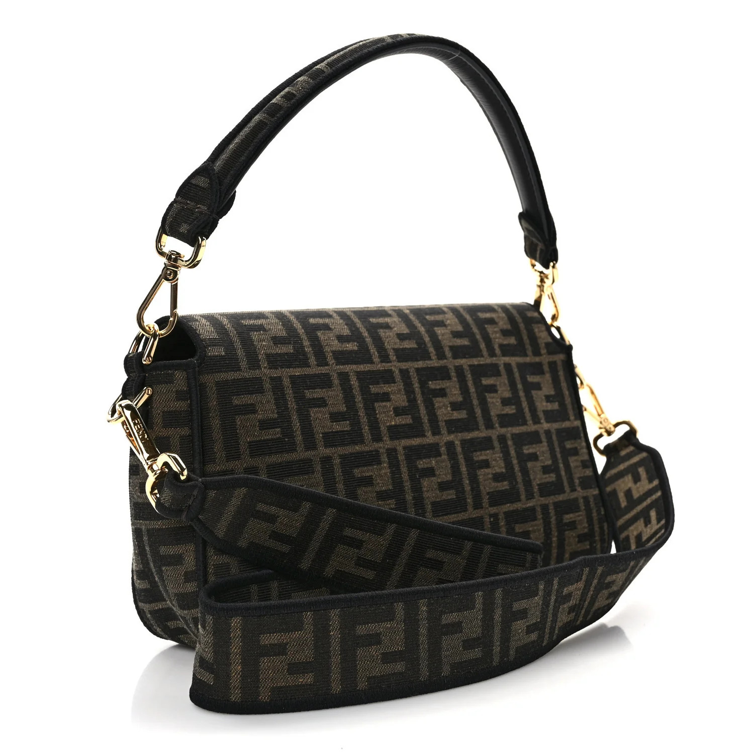 Fabric Jacquard FF 1974 Medium Baguette Tobacco Moro Black | FASHIONPHILE (US)