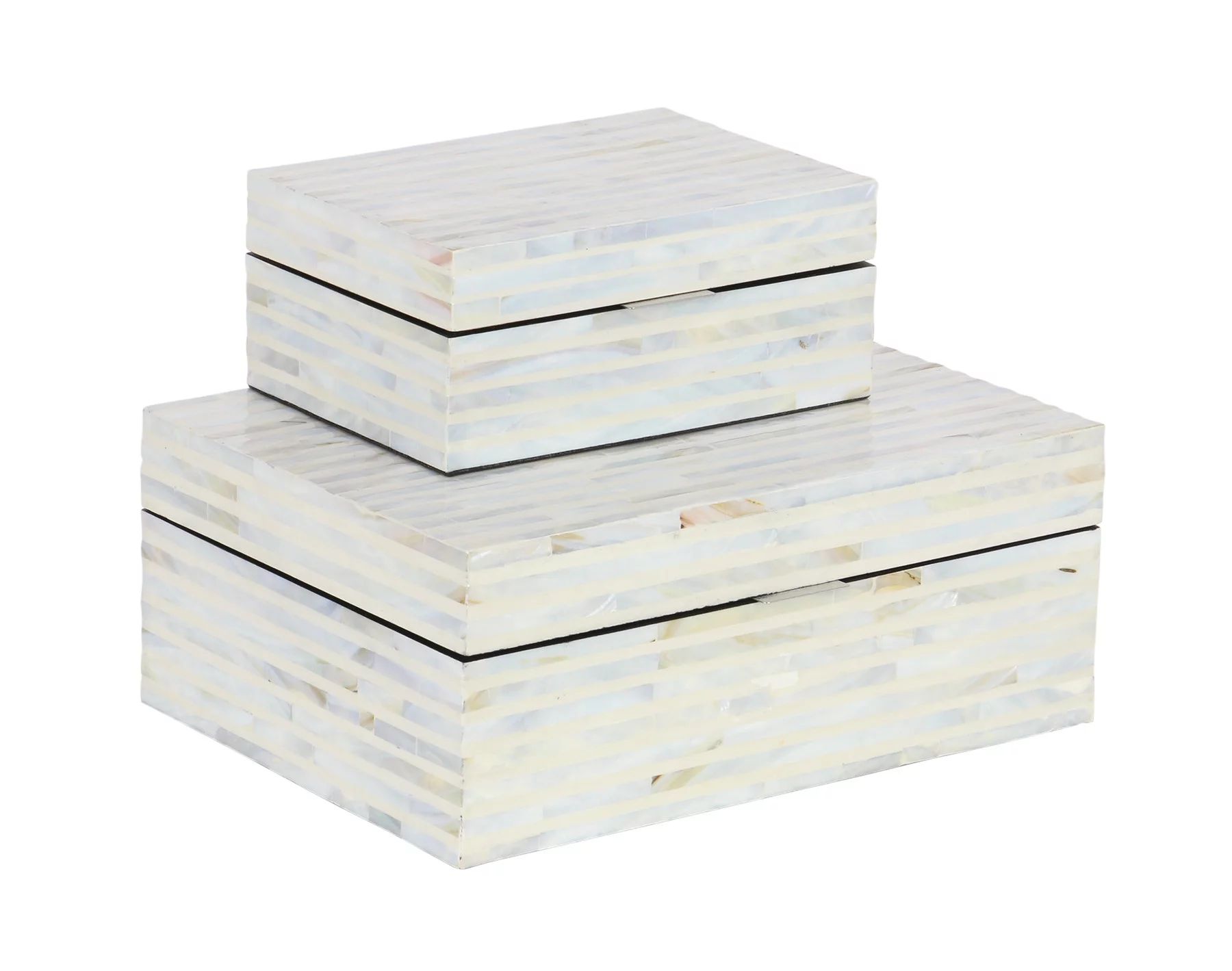 DecMode 8", 12"W Mother of Pearl Boxes, White Set of 2-Pieces - Walmart.com | Walmart (US)