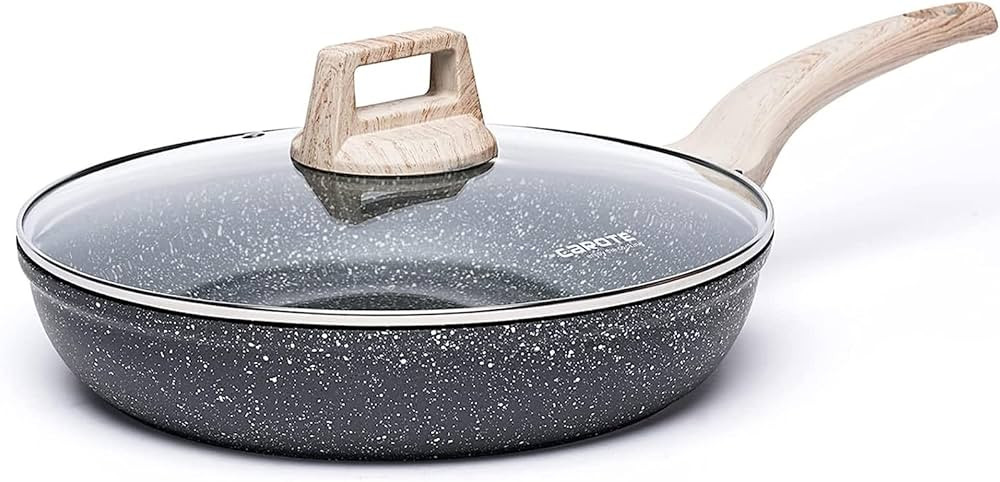 CAROTE Nonstick Frying Pan Skillet,10 Inch Non Stick Granite Fry Pan with Glass Lid, Egg Pan Omel... | Amazon (US)