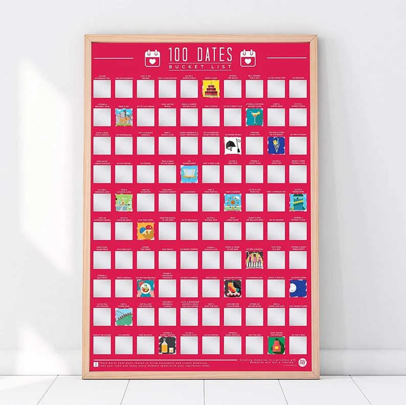 100 Dates To Go On Scratch Off Bucket List Poster | Etsy (US)