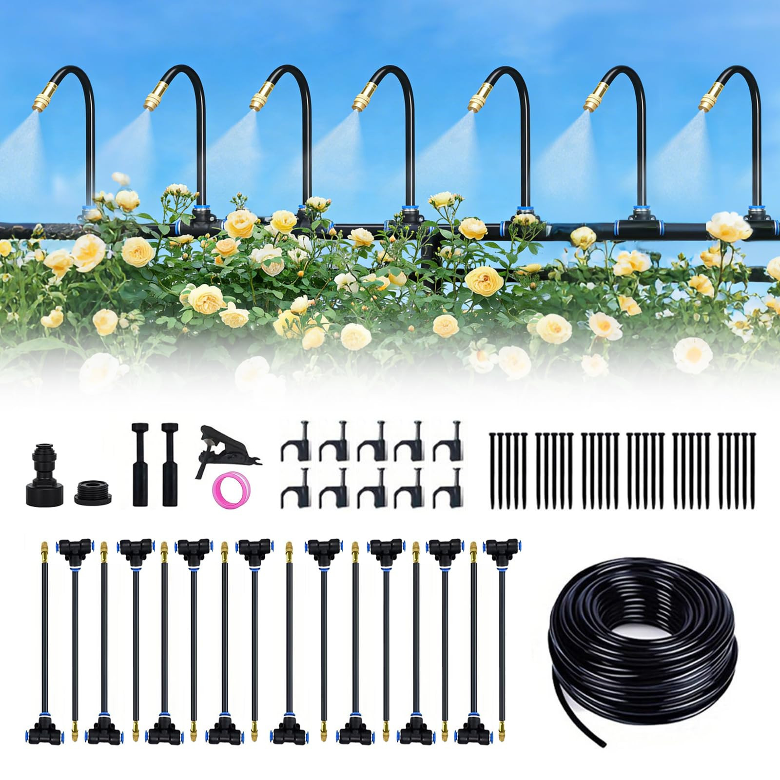 360° Adjustable Drip Irrigation System-50FT Garden Watering System with 16 Brass Nozzles,Irrigat... | Amazon (US)