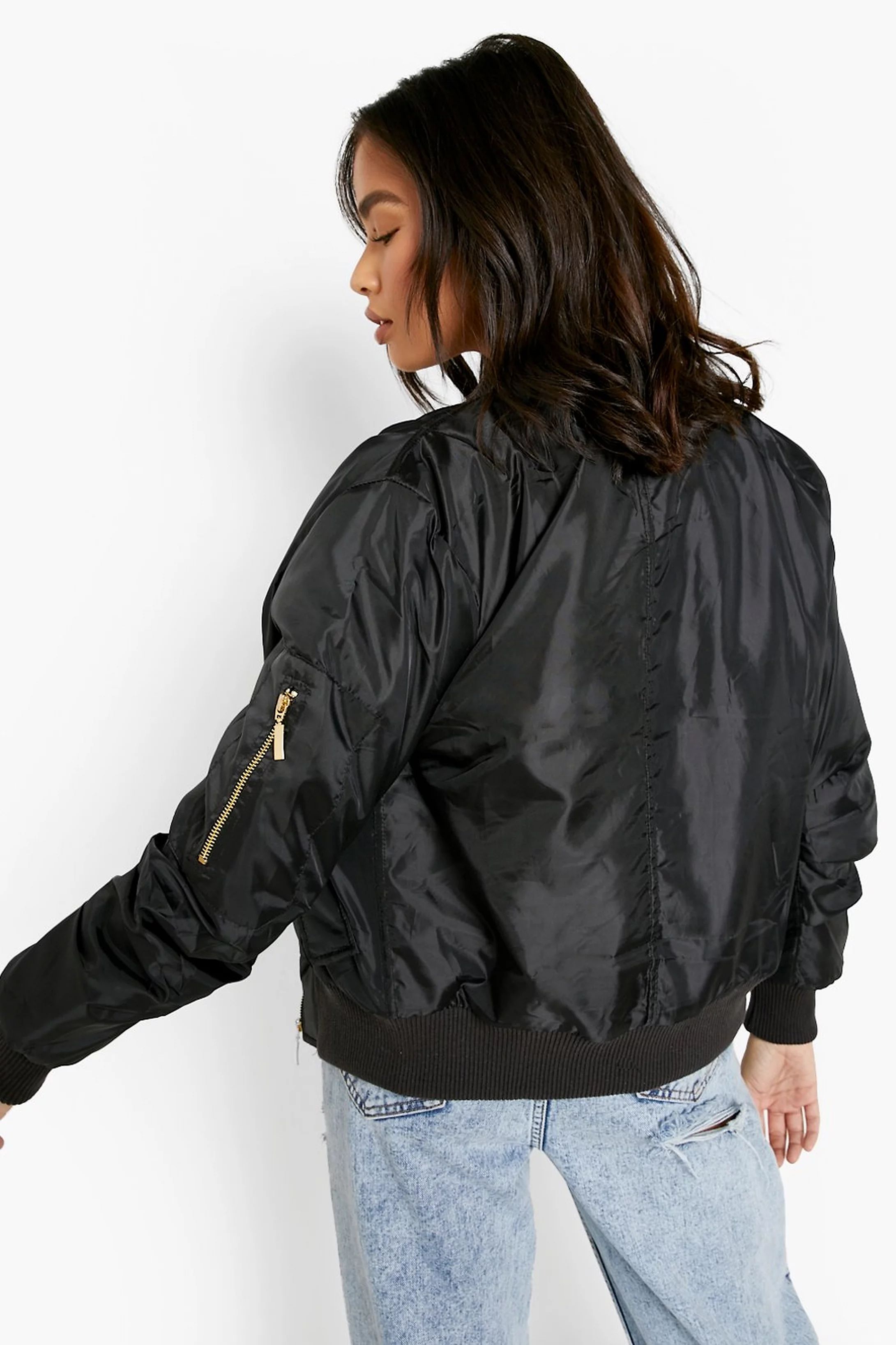 Zip Detail Bomber Jacket | Boohoo.com (US & CA)