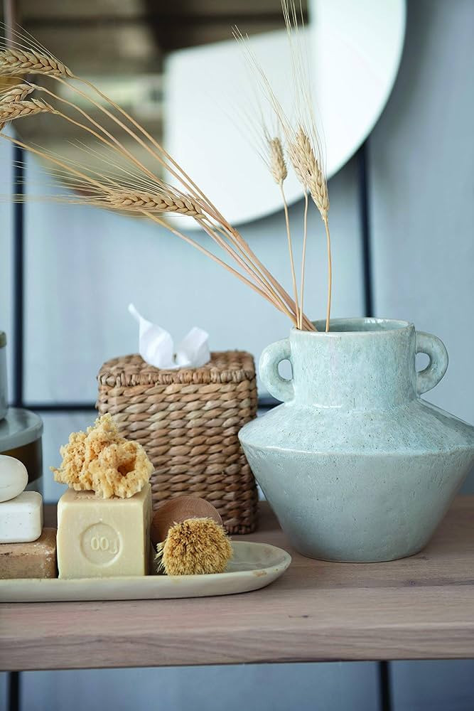 Bloomingville 8.25" H Stoneware Reactive Glaze Finish & Vertical Handles (Each one Will Vary) Vas... | Amazon (US)