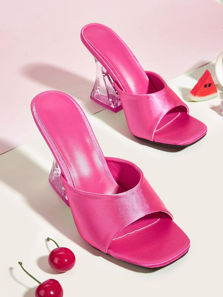 Satin Sculptural Heeled Mule Sandals | SHEIN