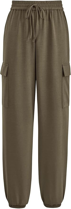 PRETTYGARDEN Womens Summer Cargo Sweatpants Casual Elastic High Waisted Lounge Jogger Pants With ... | Amazon (US)