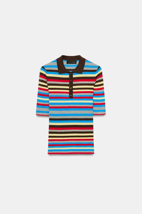 STRIPED KNIT POLO | Zara UK