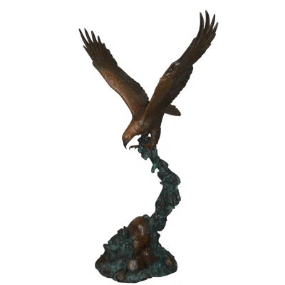 Flying Eagle On Wave Bronze Statue - Size: 25"L X 35"W X 57"H. | Wayfair North America