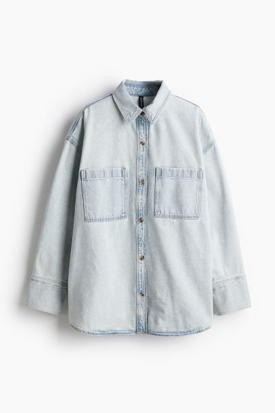 Oversized Denim Shirt - Pale denim blue - Ladies | H&M US | H&M (US + CA)